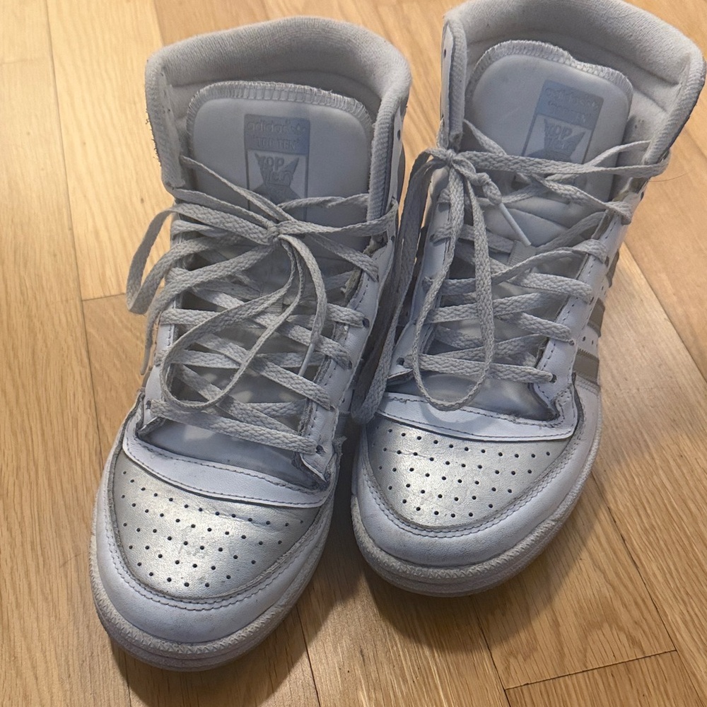 Silver and White High-Top Sneakers